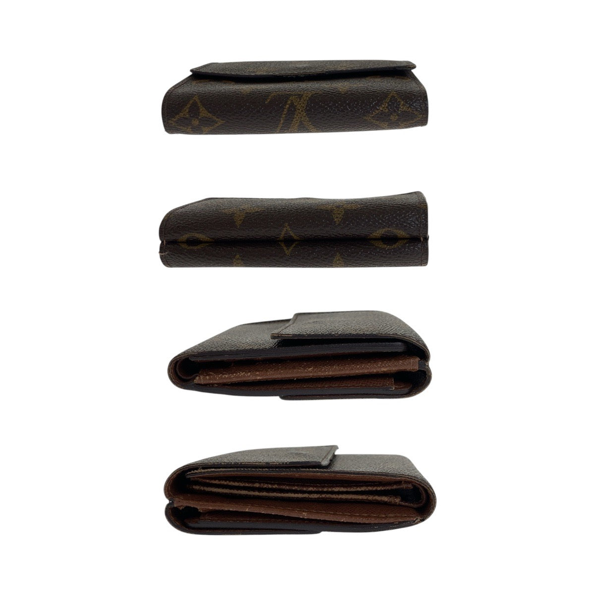 LOUIS VUITTON Tri-fold wallet M61652 PVC Brown Gold Metal Monogram Porte Monnaie Billets Cartes Credit