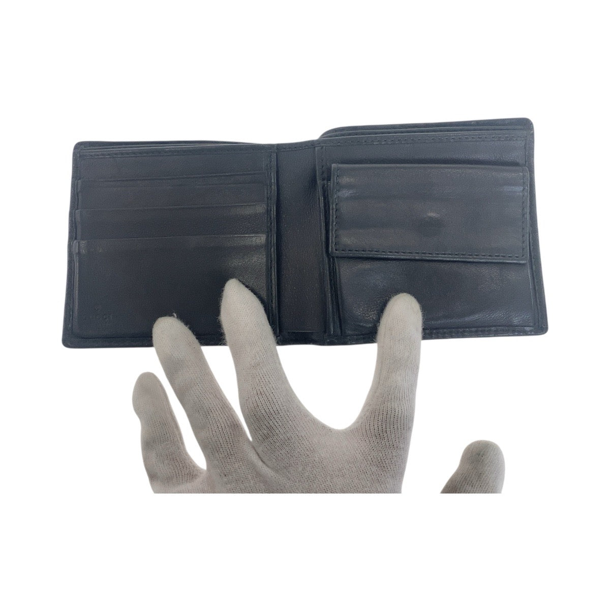GUCCI Bifold Wallet 233102 leather Black SilverMetal Guccisima