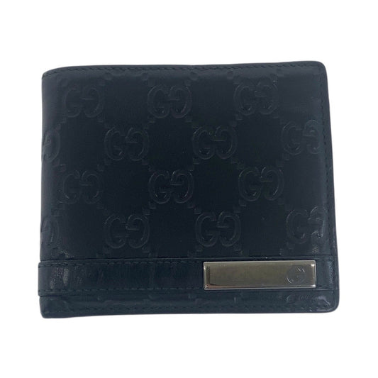 GUCCI Bifold Wallet 233102 leather Black SilverMetal Guccisima