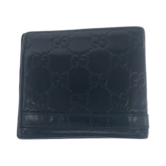 GUCCI Bifold Wallet 233102 leather Black SilverMetal Guccisima