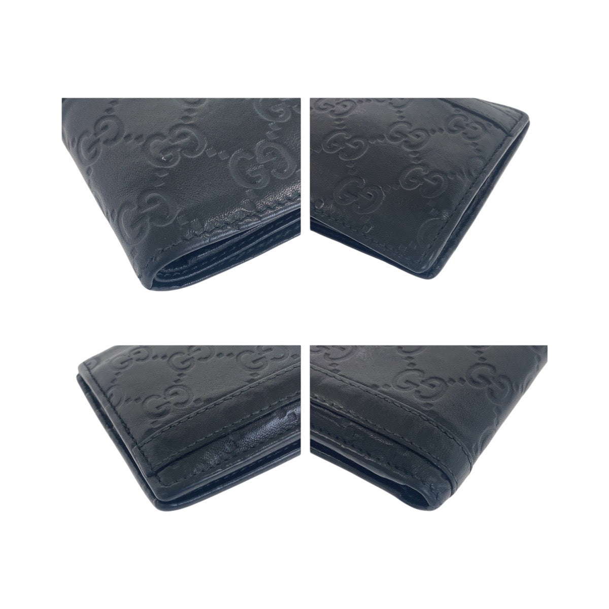 GUCCI Bifold Wallet 233102 leather Black SilverMetal Guccisima