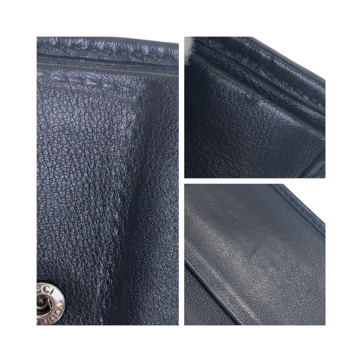 GUCCI Bifold Wallet 233102 leather Black SilverMetal Guccisima