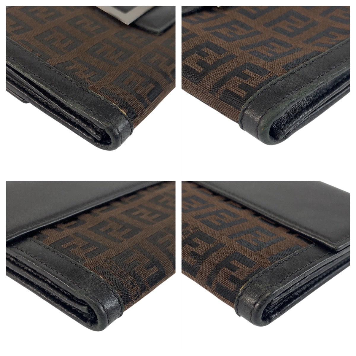 FENDI Long Wallet Purse 8M0032 canvas Brown Black SilverMetal Zucchino