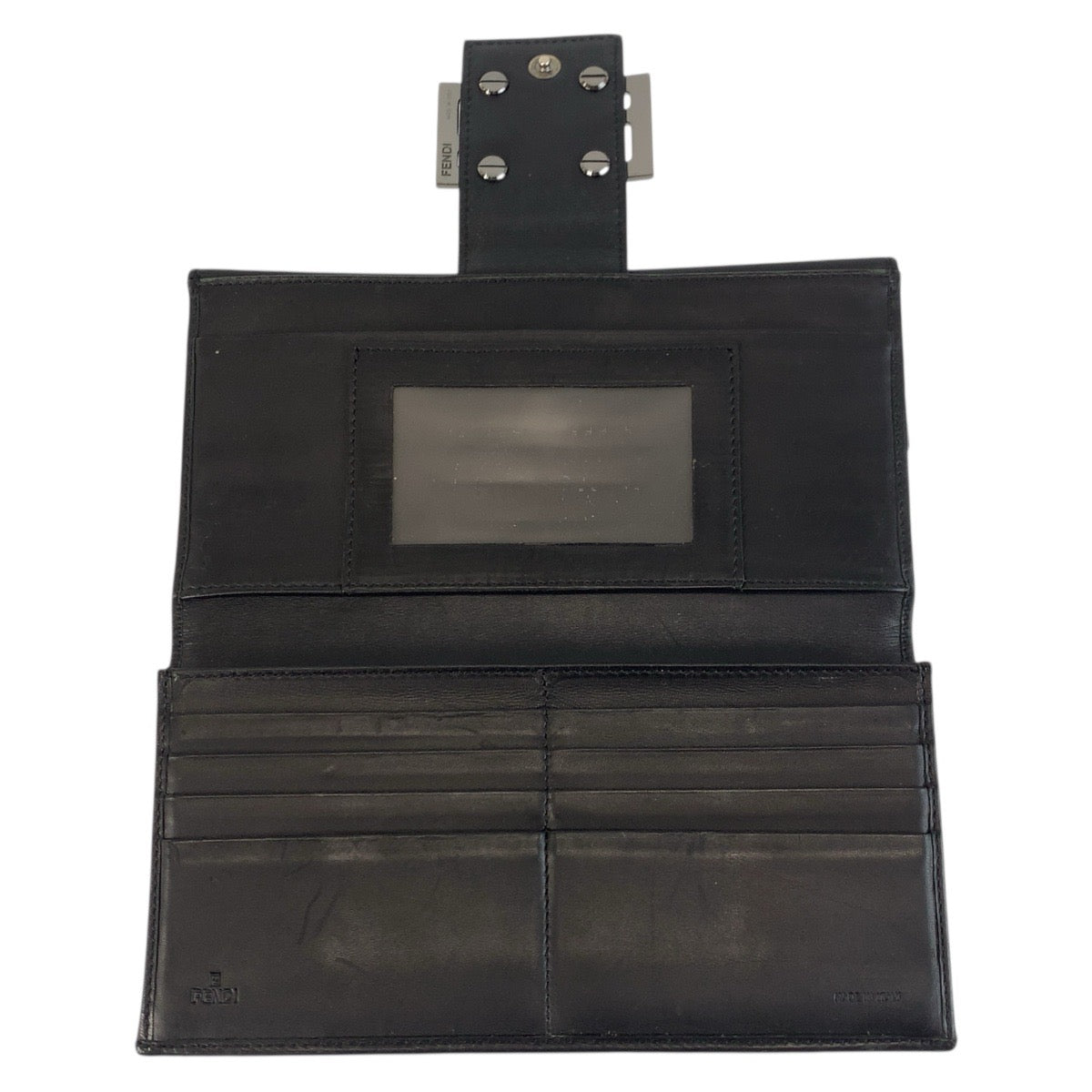FENDI Long Wallet Purse 8M0032 canvas Brown Black SilverMetal Zucchino
