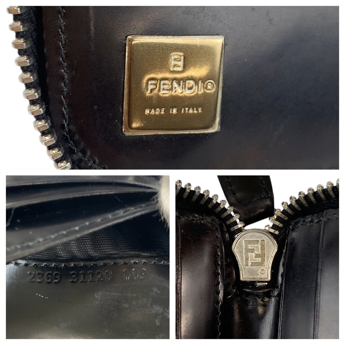 FENDI Bifold Wallet 31120 enamel Black SilverMetal Zucchino