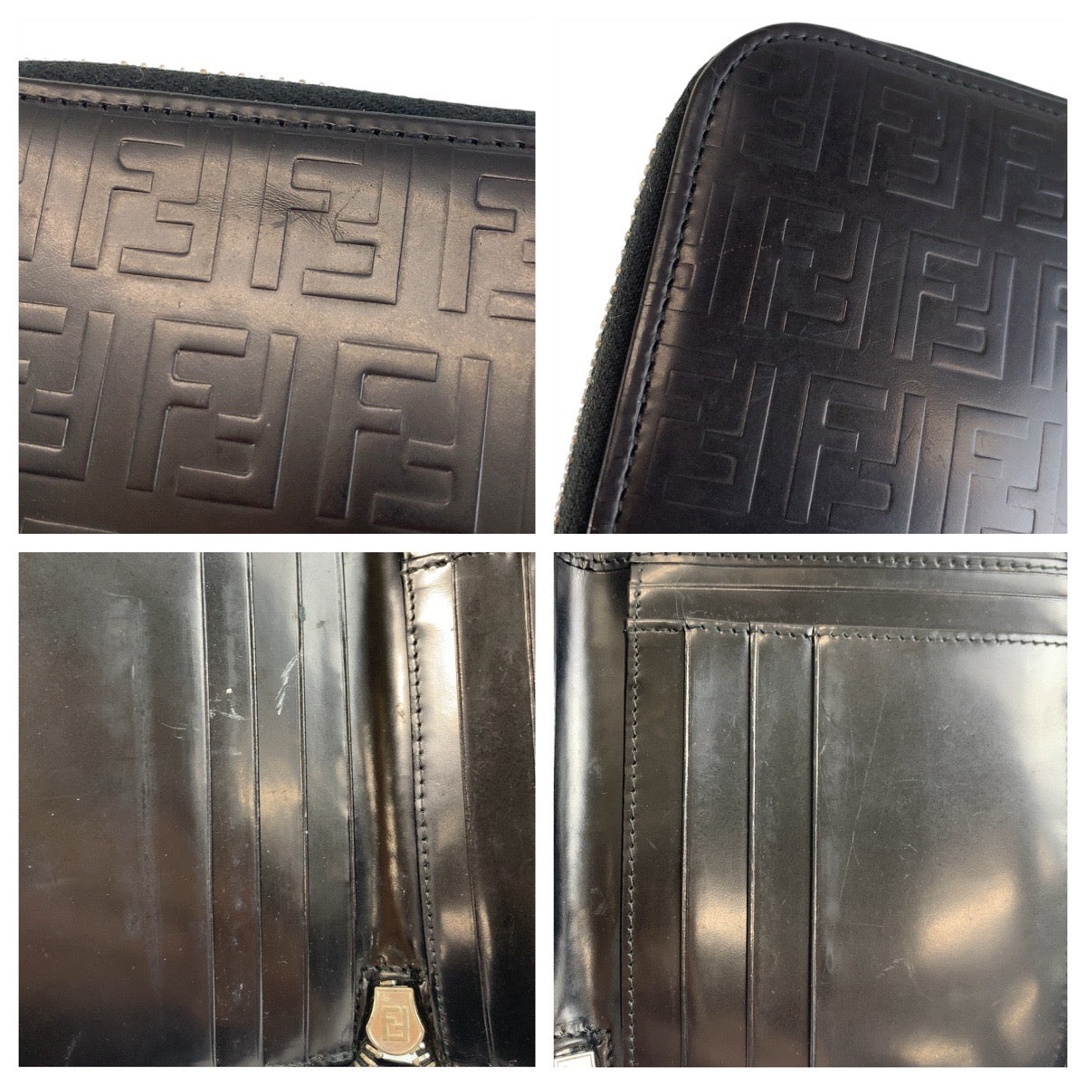 FENDI Bifold Wallet 31120 enamel Black SilverMetal Zucchino