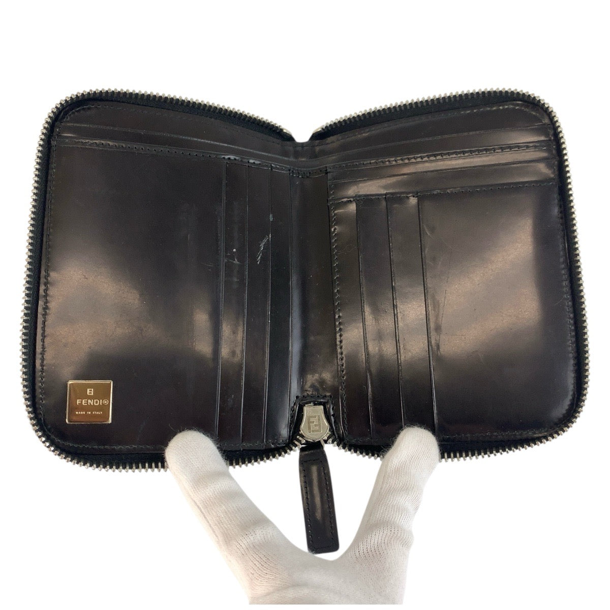 FENDI Bifold Wallet 31120 enamel Black SilverMetal Zucchino