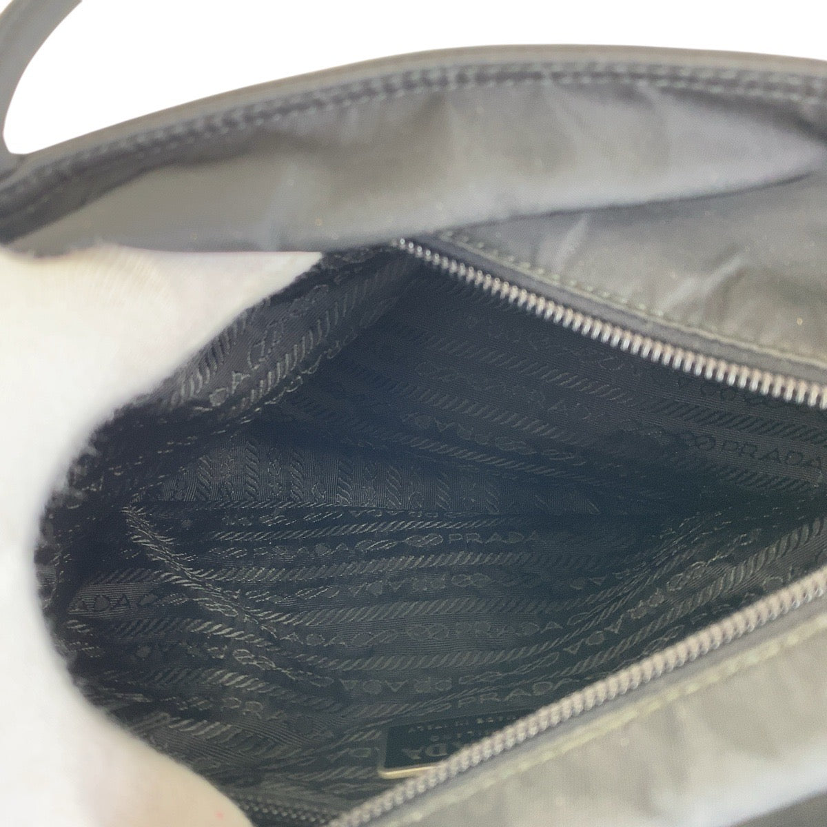 PRADA Tote Bag Nylon Black SilverMetal Test Triangle With logo