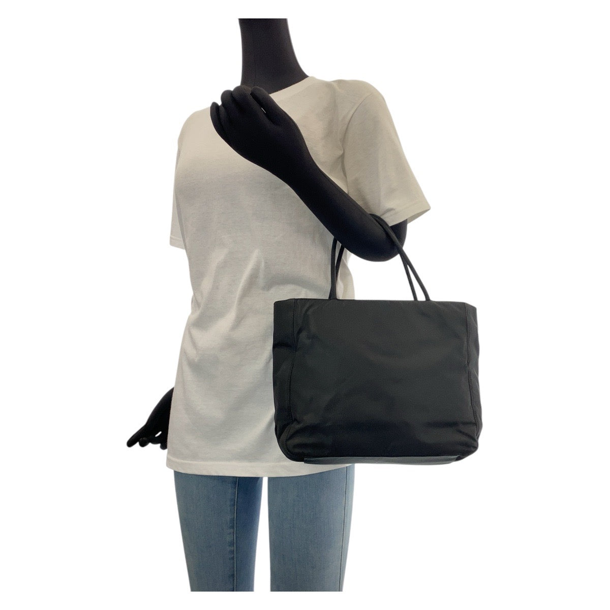 PRADA Tote Bag Nylon Black SilverMetal Test Triangle With logo