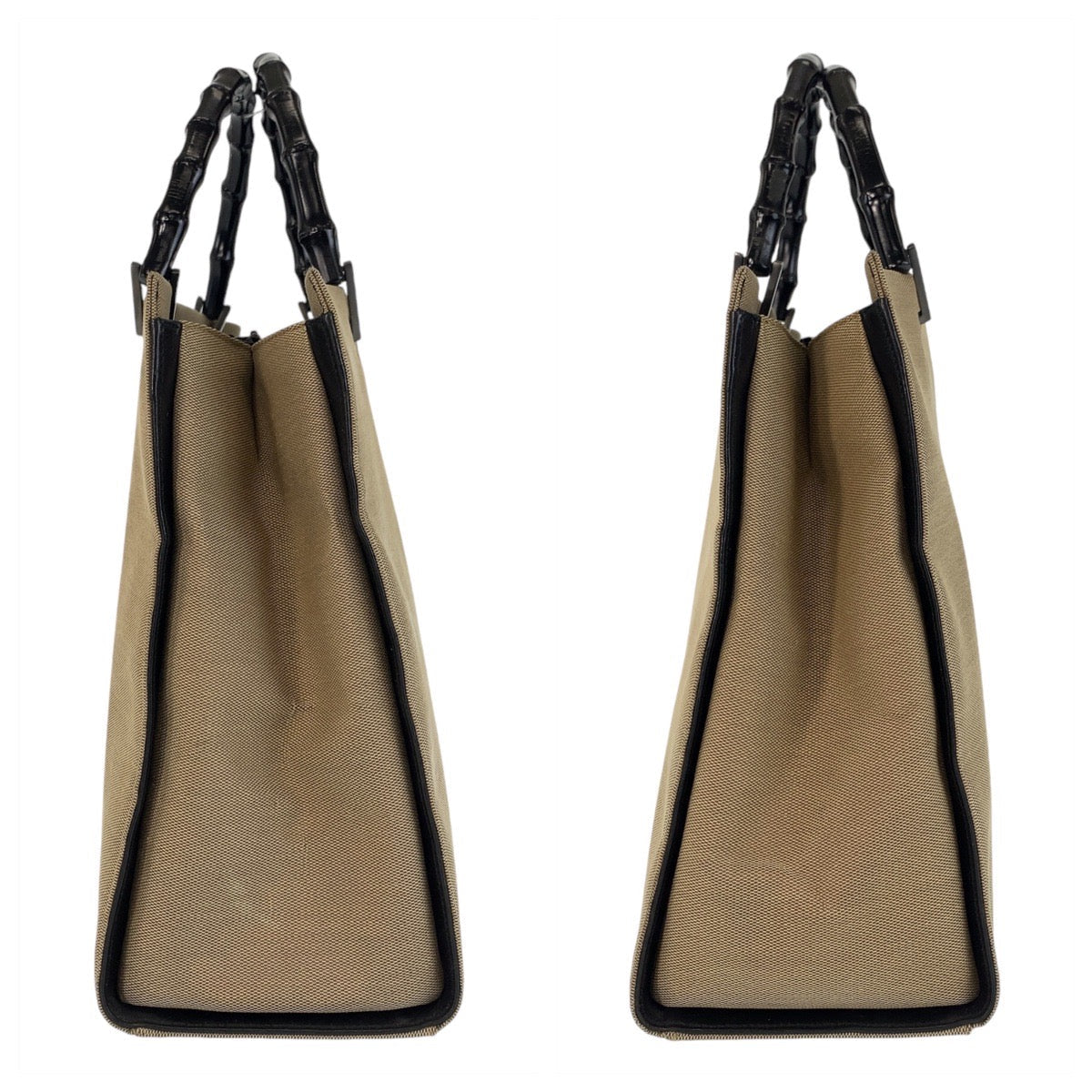 GUCCI Handbag 002 1010 canvas Beige Gunmetal Bamboo