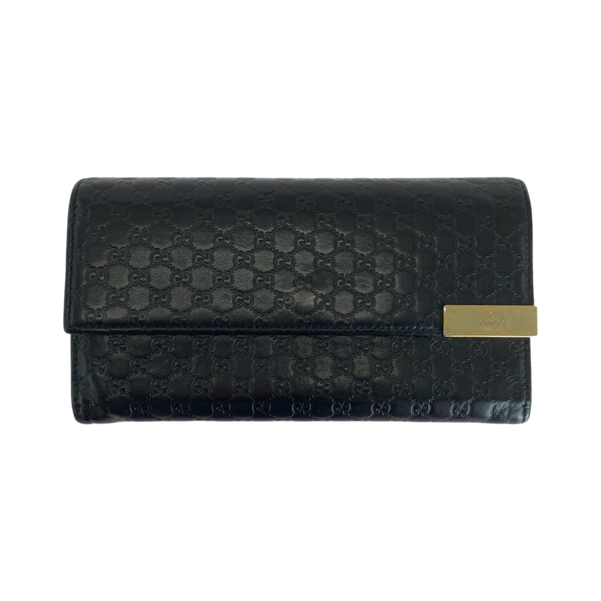 GUCCI Long Wallet Purse 291099 leather Black GoldMetal Guccisima