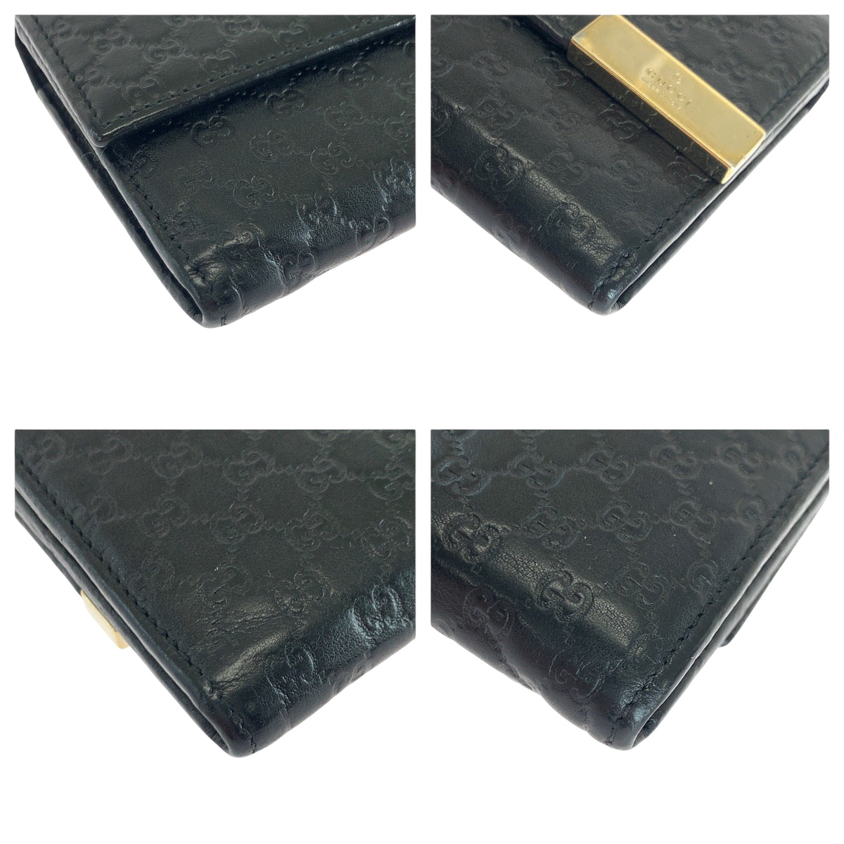GUCCI Long Wallet Purse 291099 leather Black GoldMetal Guccisima
