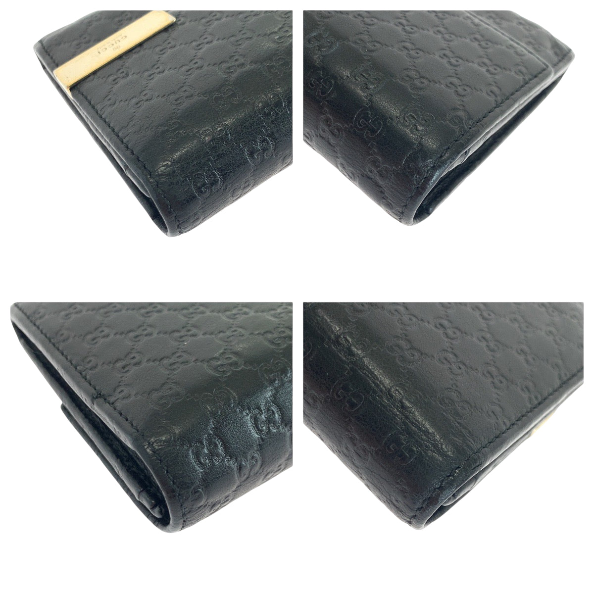 GUCCI Long Wallet Purse 291099 leather Black GoldMetal Guccisima