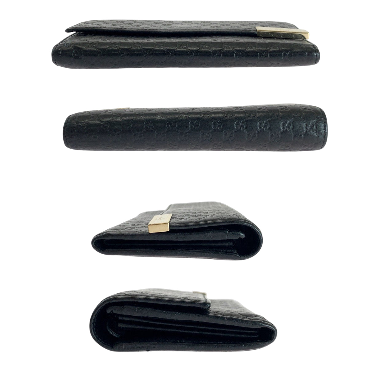 GUCCI Long Wallet Purse 291099 leather Black GoldMetal Guccisima