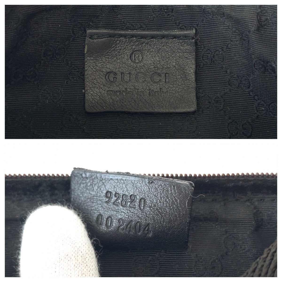 GUCCI Handbag 92820 canvas Black Brown SilverMetal