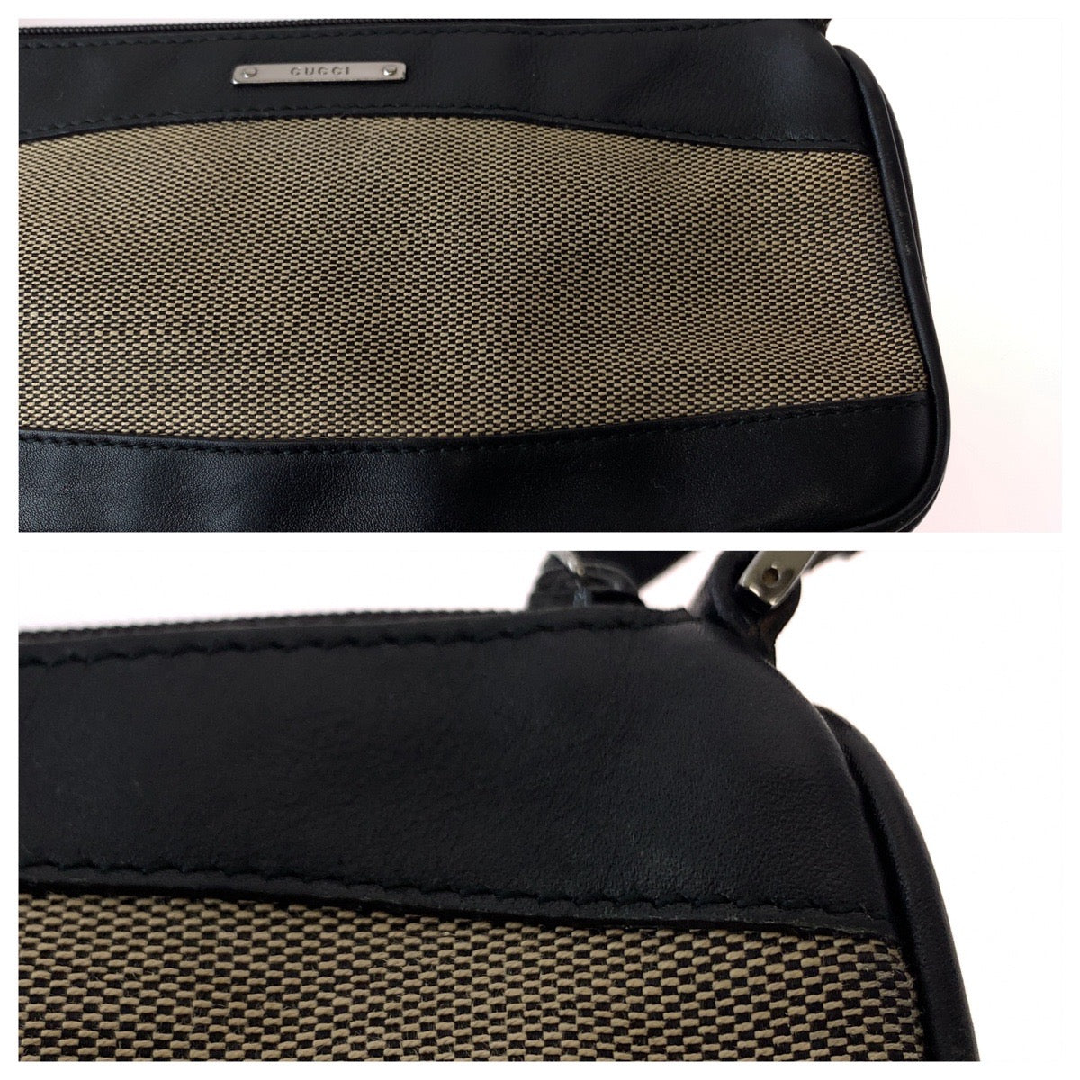 GUCCI Handbag 92820 canvas Black Brown SilverMetal