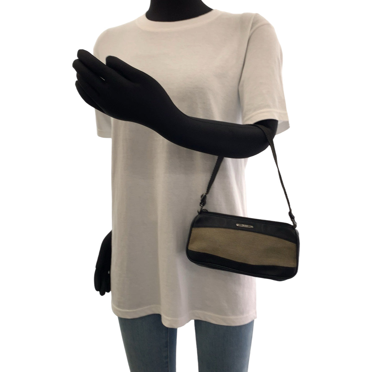 GUCCI Handbag 92820 canvas Black Brown SilverMetal