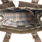 BURBERRY Tote Bag leather Brown Silver Metal Medium Check Pattern