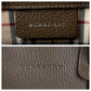 BURBERRY Tote Bag leather Brown Silver Metal Medium Check Pattern