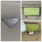 PRADA Tote Bag canvas Beige Green SilverMetal Triangle With logo