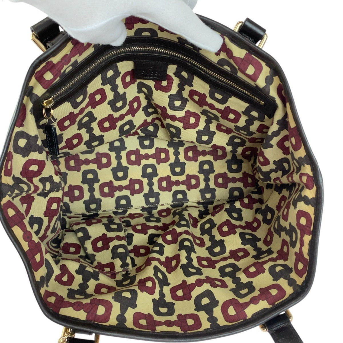 GUCCI Tote Bag 1373996 GG canvas Beige Brown Gold Metal Sherry line