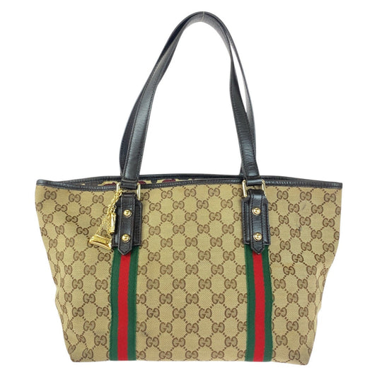 GUCCI Tote Bag 1373996 GG canvas Beige Brown Gold Metal Sherry line