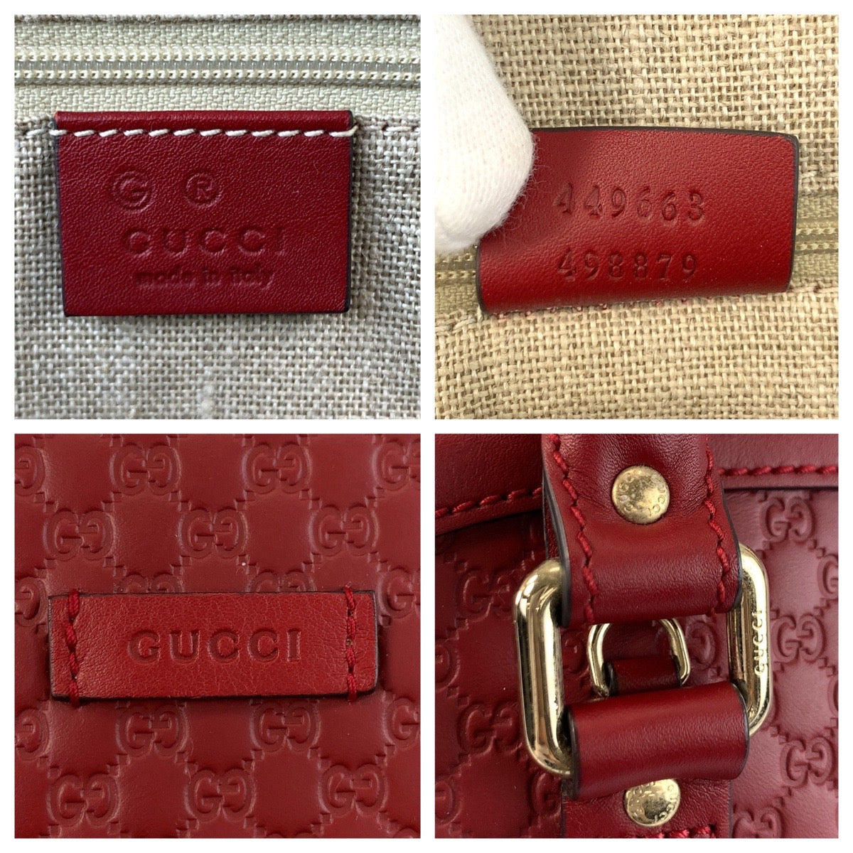 GUCCI Handbag 449663 leather Red Gold Metal Micro Guccisima