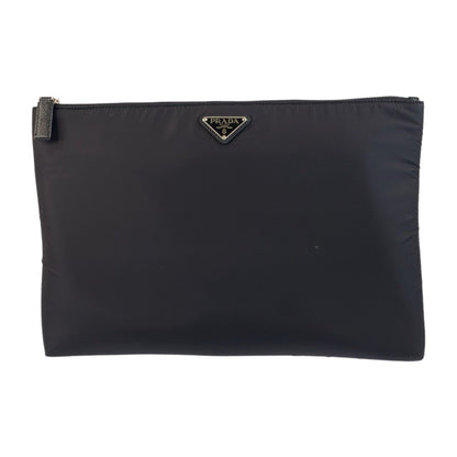 PRADA Clutch bag Nylon Black SilverMetal Test Triangle With logo