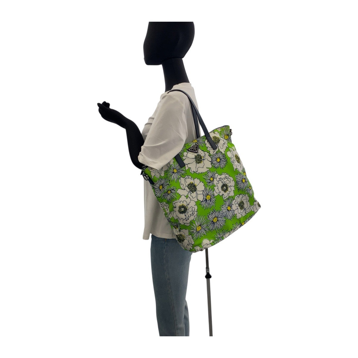 PRADA Tote Bag Nylon Green Multicolor SilverMetal Test Triangle With logo