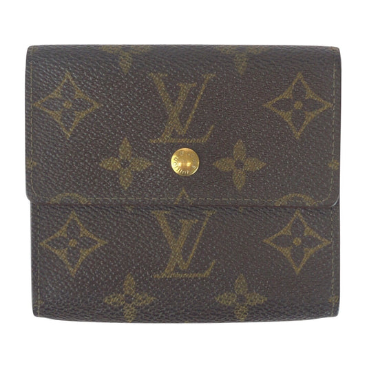 LOUIS VUITTON Tri-fold wallet M61652 PVC Brown Gold Metal Monogram Porto Monnaie BiéCartes Credit