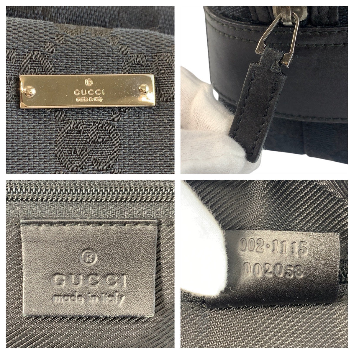 GUCCI Shoulder Bag 002 1115 GG canvas Black SilverMetal
