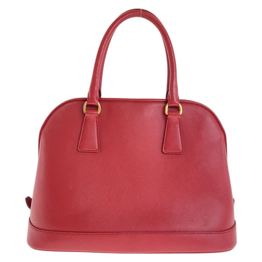 PRADA Handbag leather Red Gold Metal Safiano Triangle With logo