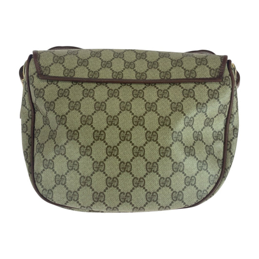 GUCCI Shoulder Bag GG Supreme Canvas Beige Brown Gold Metal Old Gucci