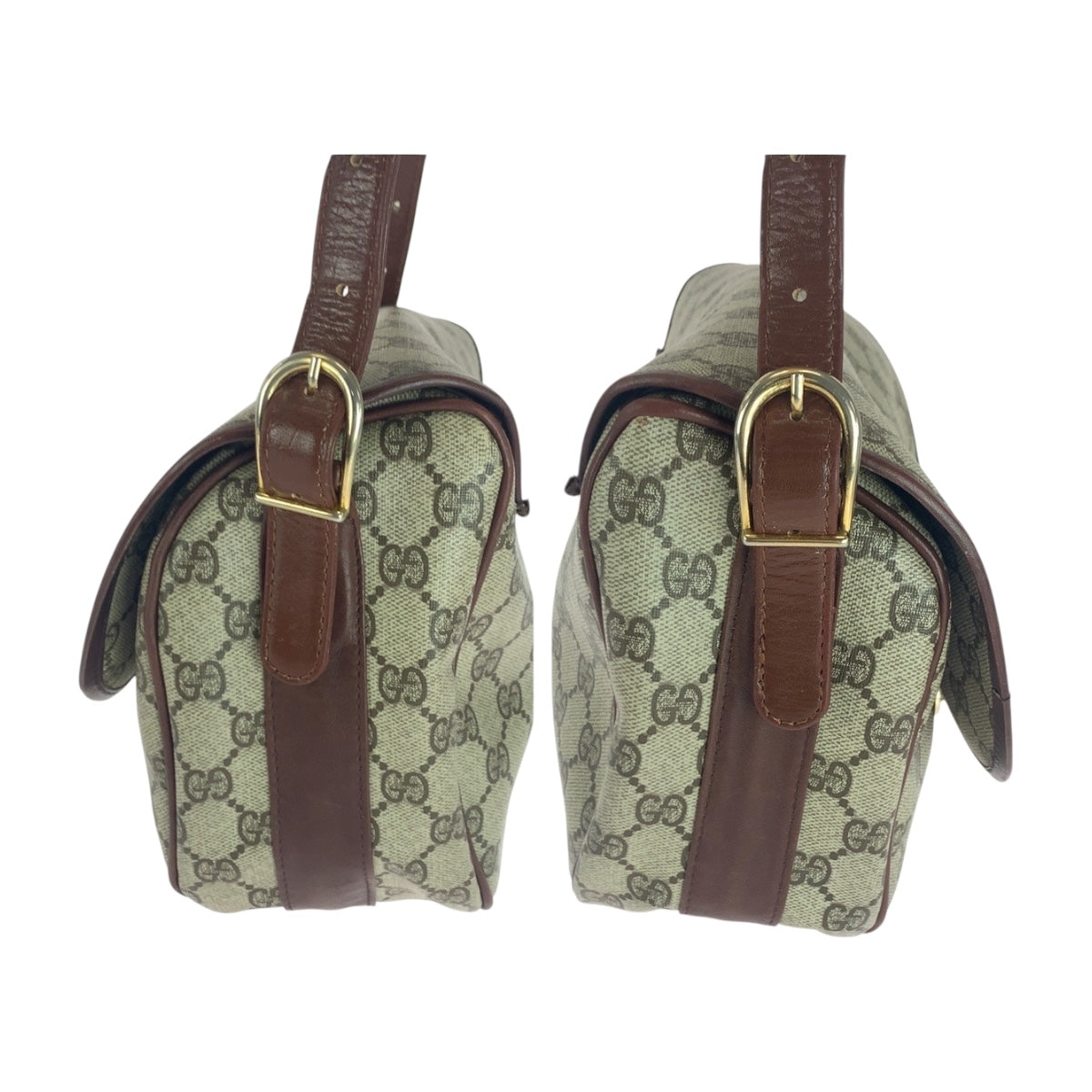 GUCCI Shoulder Bag GG Supreme Canvas Beige Brown Gold Metal Old Gucci