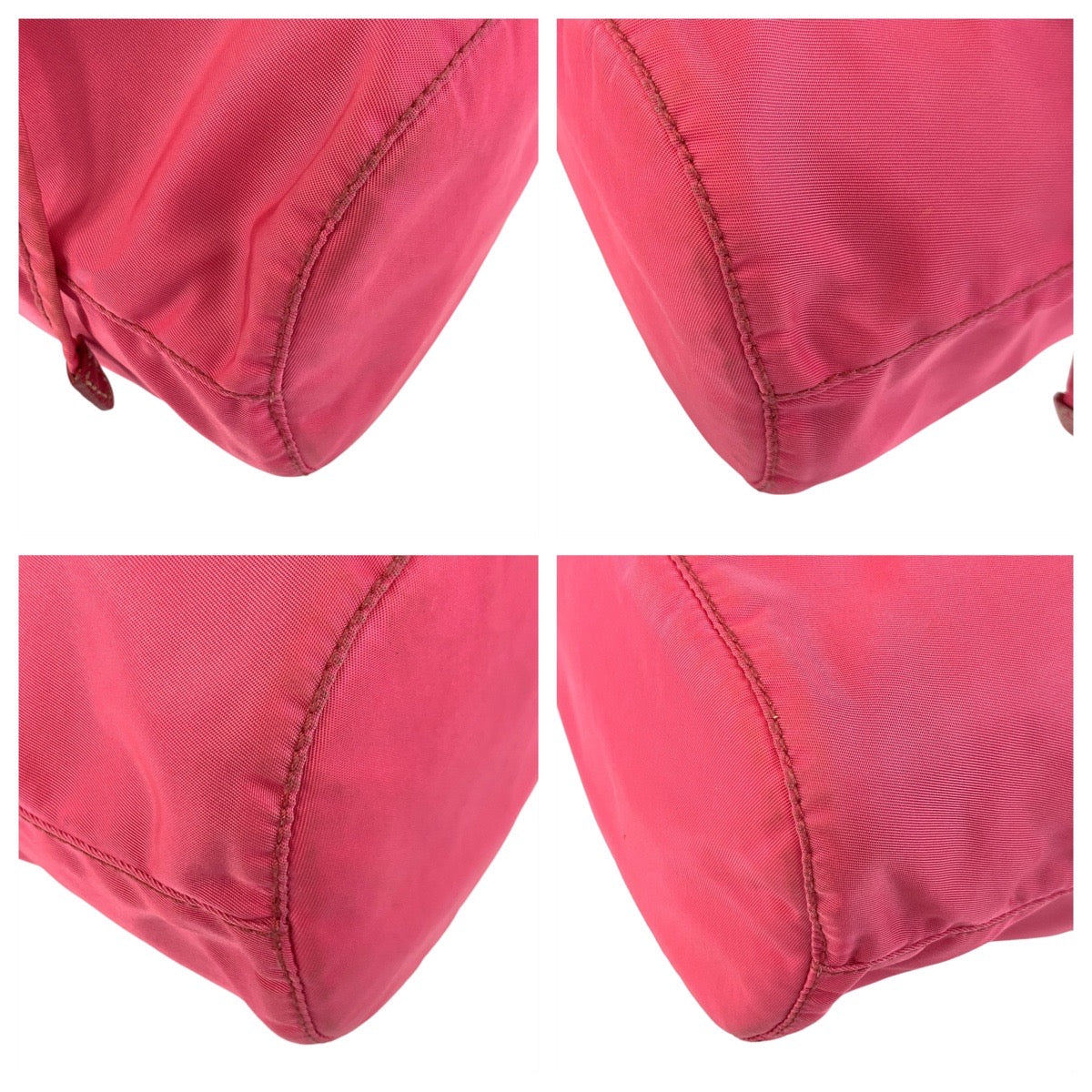 PRADA Pouch Nylon Pink Gold Metal Test Triangle With logo
