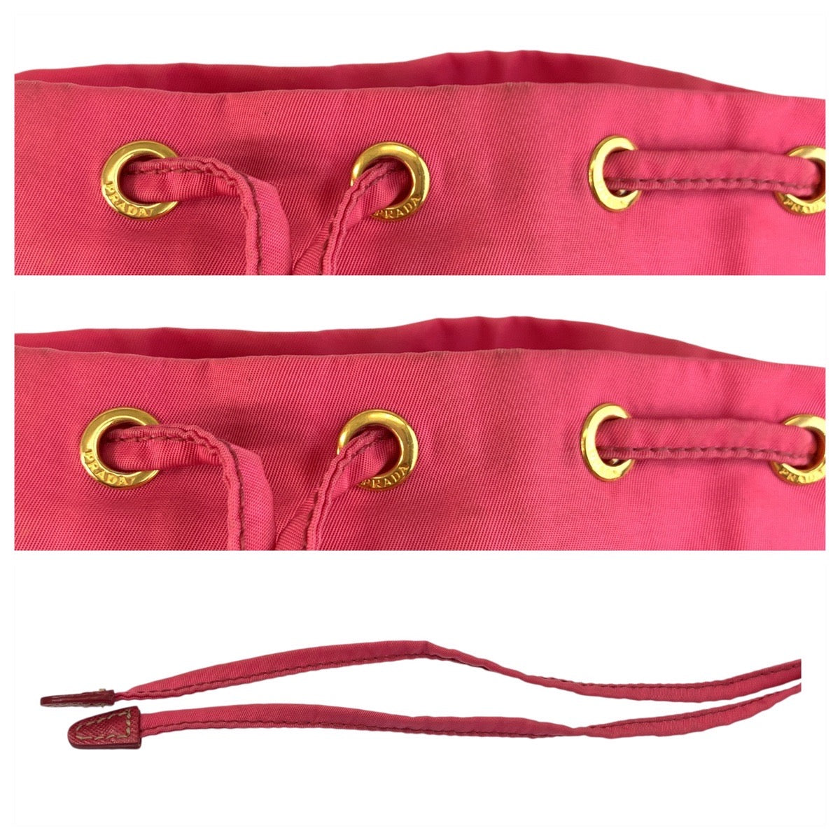 PRADA Pouch Nylon Pink Gold Metal Test Triangle With logo