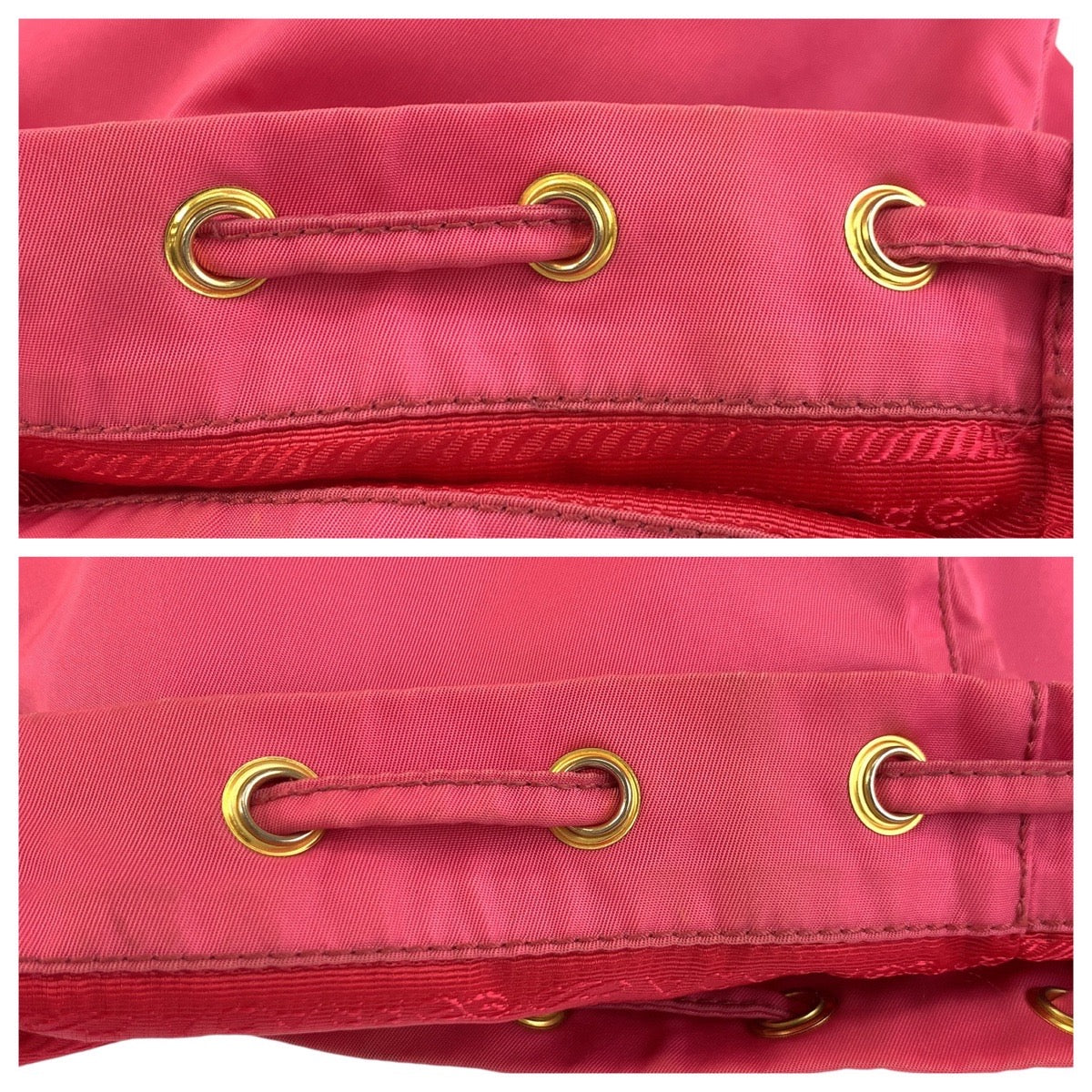 PRADA Pouch Nylon Pink Gold Metal Test Triangle With logo