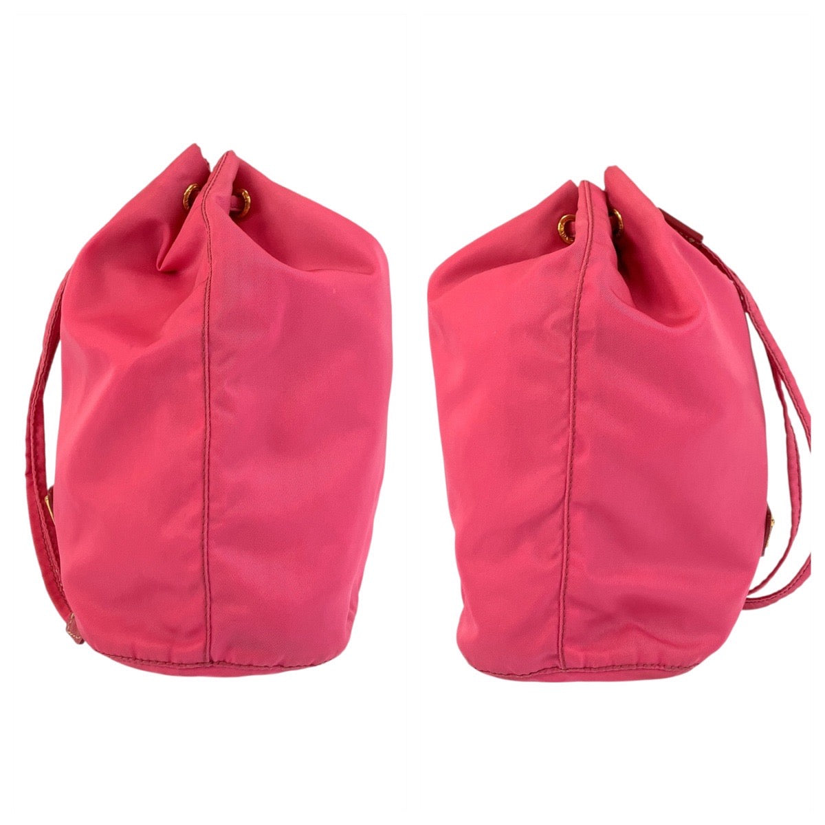PRADA Pouch Nylon Pink Gold Metal Test Triangle With logo
