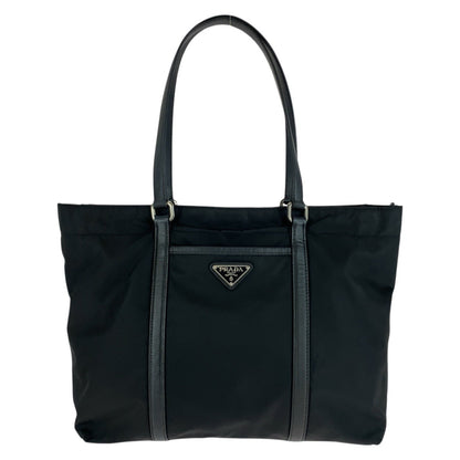 PRADA Tote Bag Nylon Black SilverMetal Test Triangle With logo