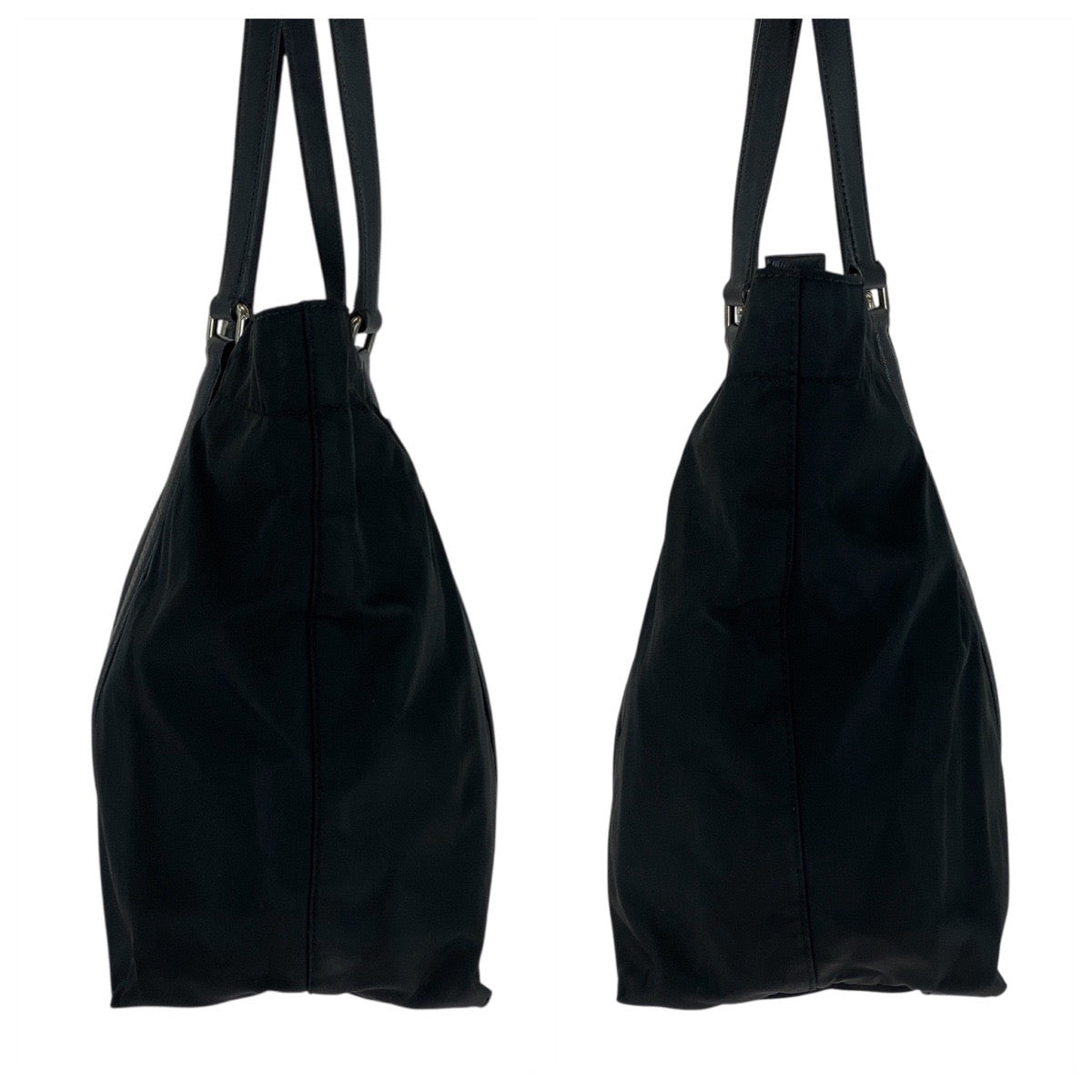 PRADA Tote Bag Nylon Black SilverMetal Test Triangle With logo