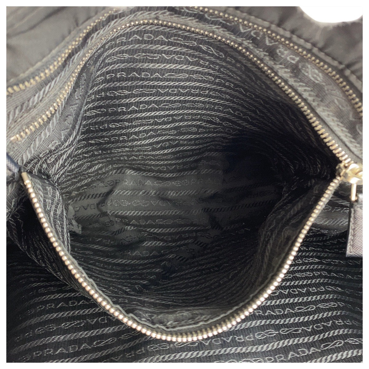 PRADA Tote Bag Nylon Black SilverMetal Test Triangle With logo