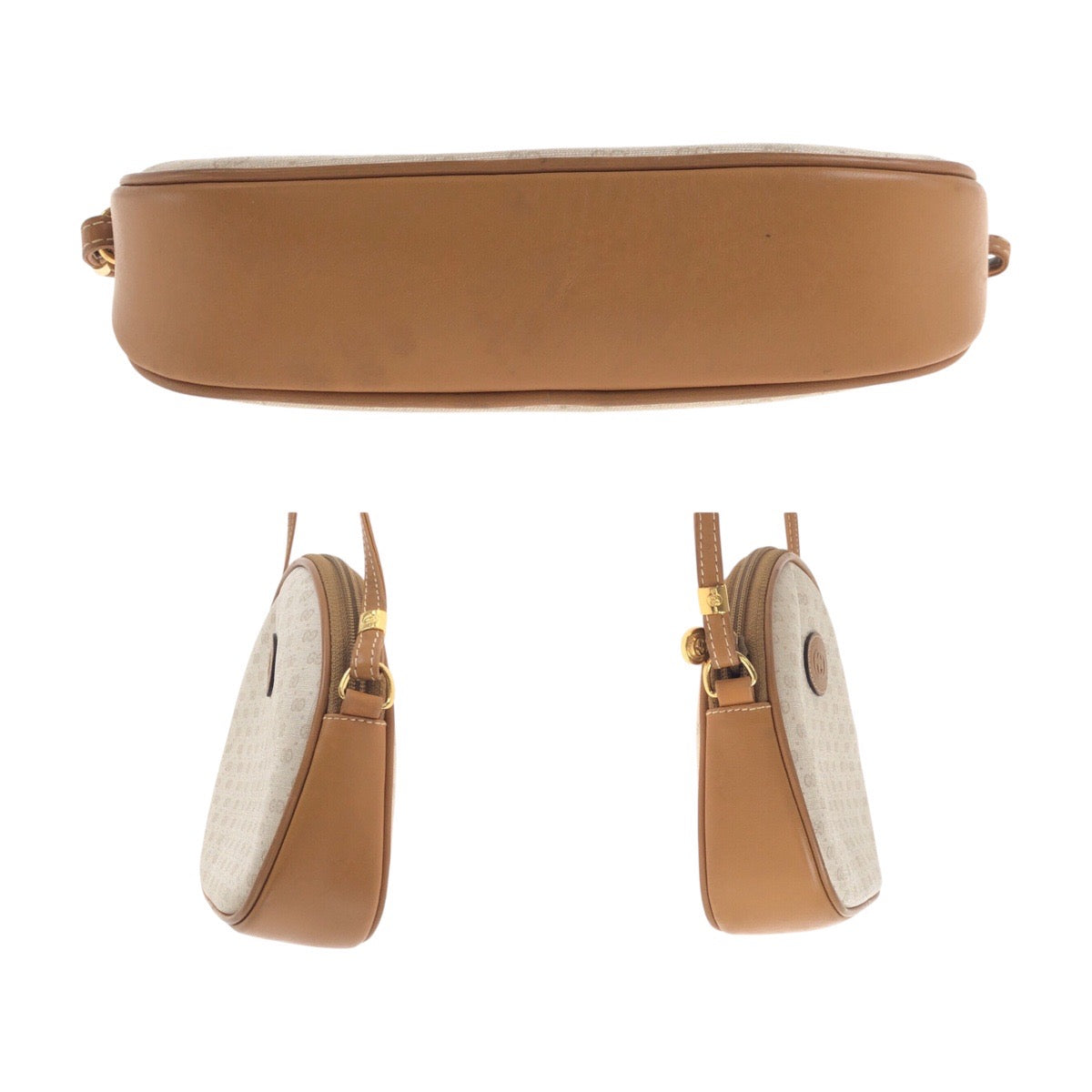 GUCCI Shoulder Bag 007 89 0094 PVC Beige Brown Gold Metal Old Gucci