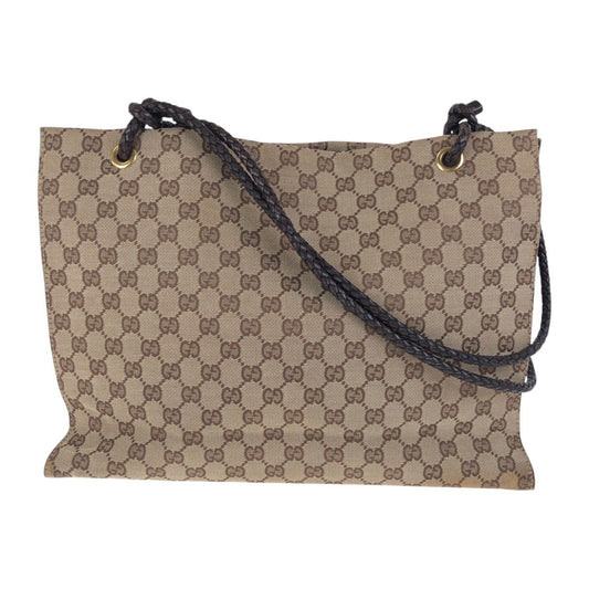GUCCI Tote Bag 109140 GG canvas Beige Brown Gold Metal