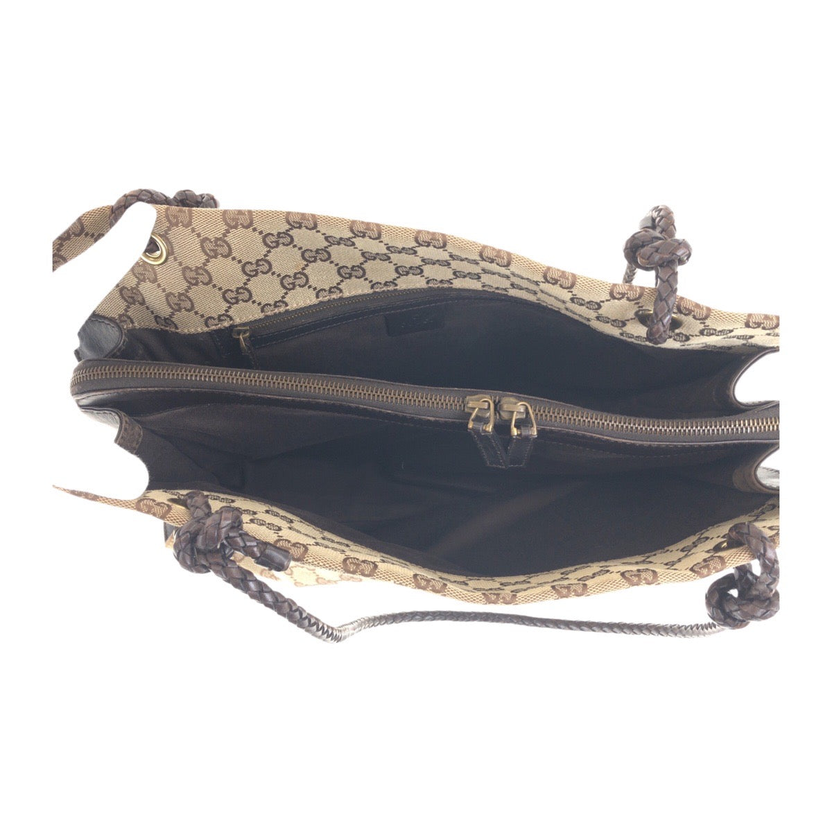 GUCCI Tote Bag 109140 GG canvas Beige Brown Gold Metal