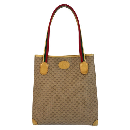 GUCCI Tote Bag 002 58 4889 PVC Beige Gold Metal Micro GG Sherry Line Old Gucci
