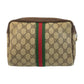 GUCCI Clutch bag 98 69 014 3553 GG Supreme Canvas Beige Brown Gold Metal Sherry Line Old Gucci