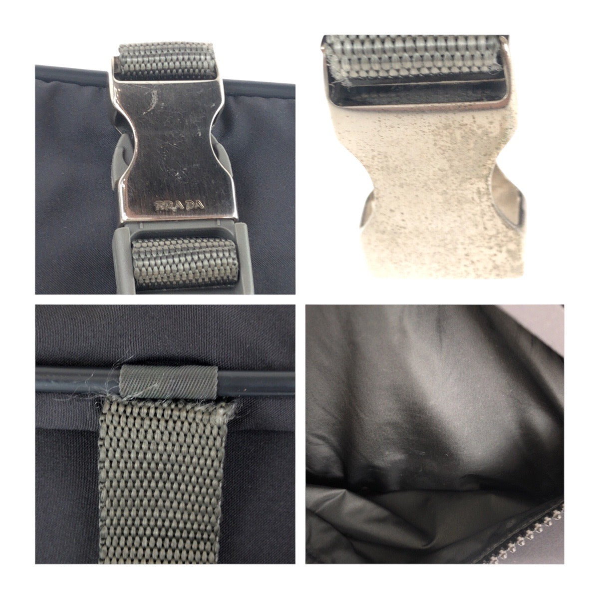 PRADA Shoulder Bag Nylon Black Black Gray SilverMetal Sports