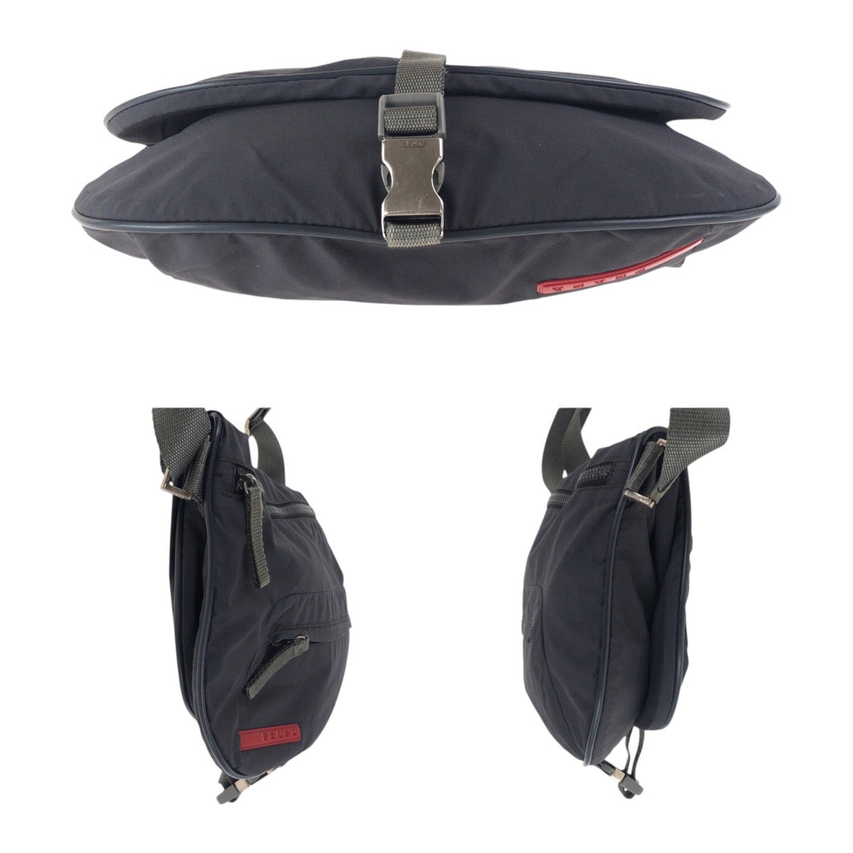 PRADA Shoulder Bag Nylon Black Black Gray SilverMetal Sports