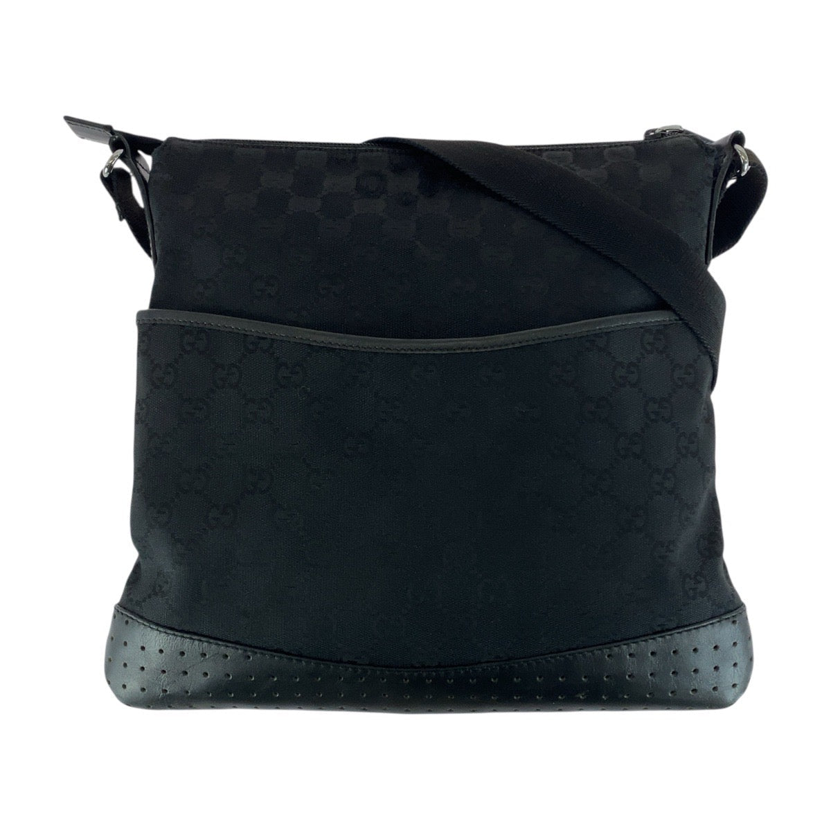 GUCCI Shoulder Bag 145857 GG canvas Black SilverMetal