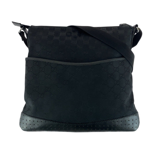 GUCCI Shoulder Bag 145857 GG canvas Black SilverMetal